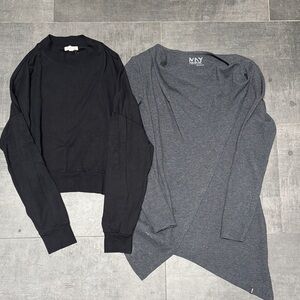 Black Crewneck and grey asymmetrical shirt